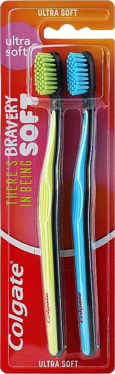 Ultra-Soft Toothbrush Set, 2 pcs., blue + green - Colgate Ultra Soft — photo N2