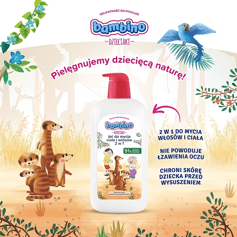 Kids Bathing Gel 2in1 "Meerkats" - Bambino Children — photo N3