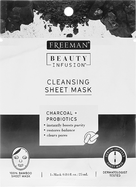 Cleansing Charcoal & Probiotic Sheet Mask - Freeman Beauty Infusion Cleansing Clay Mask Charcoal & Probiotics — photo N1