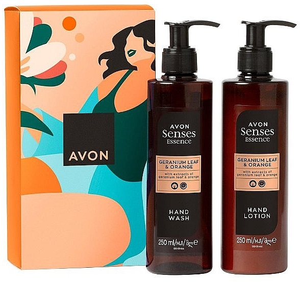 Geranium Leaf & Orange Set - Avon Senses Essence Geranium Leaf & Orange (h/lot/250ml + h/wash/250ml) — photo N1