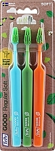 Fragrances, Perfumes, Cosmetics Toothbrush Set, blue+green+orange - Tepe Good Regular 3 Pack Toothbrush