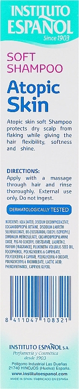 Hair Shampoo - Instituto Espanol Atopic Skin Soft Shampoo — photo N3