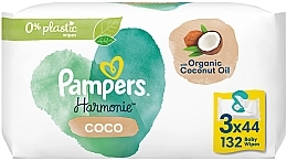 Fragrances, Perfumes, Cosmetics Baby Wet Wipes, 3x44 pcs - Pampers Harmonie Coco Body Wipes