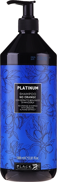 Almond Herbal Extract Shampoo for Neutralizing of Yellow and Copper Shades - Black Professional Line Platinum No Orange Shampoo With Organic Almond Extract — photo N3