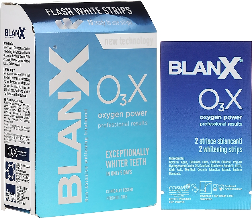 Home Teeth Whitening Strips - BlanX O3X Oxygen Power Flash White Strips — photo N1