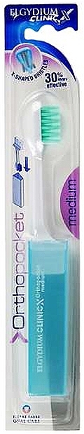 Travel Toothbrush, light blue - Elgydium Clinic X Orthopocket — photo N1