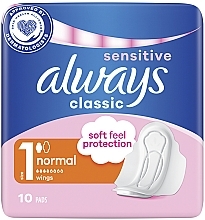 Fragrances, Perfumes, Cosmetics Sanitary Pads, 10pcs - Always Classic Normal Sensitive 