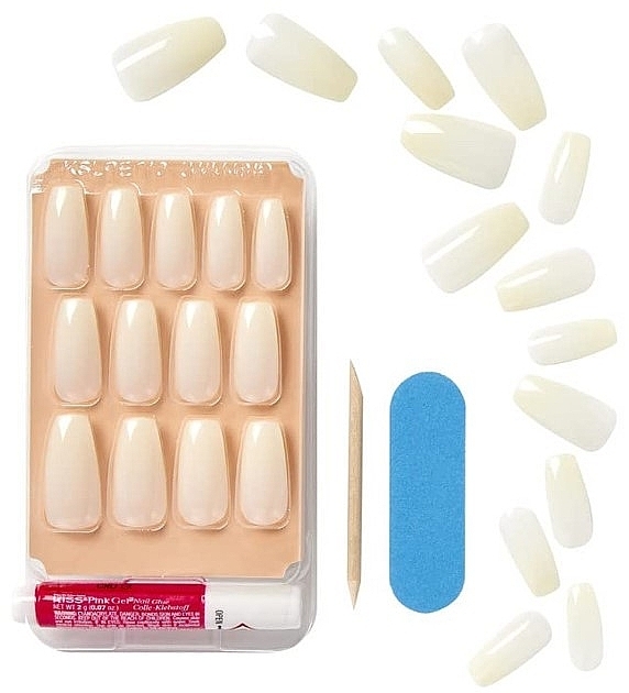 False Nail Set - Kiss Salon Acrylic Natural Nails Strong Enough — photo N2