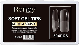 Fragrances, Perfumes, Cosmetics Nail Tips, acrylic, transparent, 504 pcs. - Reney Cosmetics Soft Gel Tips Medium Square RX-180