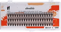 Individual Lashes, C 12 mm - Ibra 20 Flares Eyelash Knot Free Double — photo N14