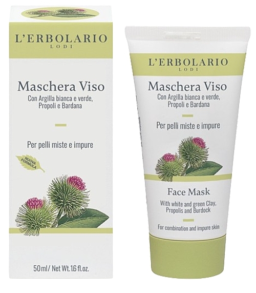 Face Mask with Propolis, Burdoc, White & Green Clay for Oily & Combination Skin - L'Erbolario Face Mask — photo N1