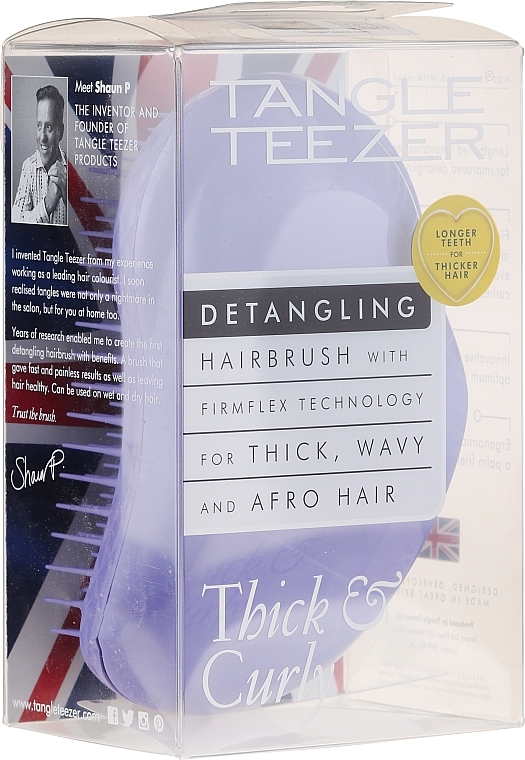 Brush for Thick & Curly Hair, lilac - Tangle Teezer Detangling Thick & Curly Lilac Fondant — photo N1