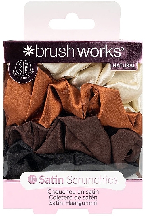 Satin Scrunchies, 4 pcs. - Brushworks Natural Satin Scrunchies — photo N1