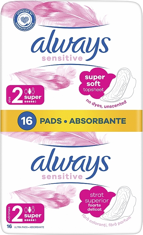 Sanitary Pads, 16pcs - Always Sensitive Ultra Super Plus — photo N1