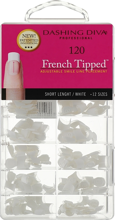 Short Nail Tips "French" - Dashing Diva French Tipped Short White 120 Tips — photo N1