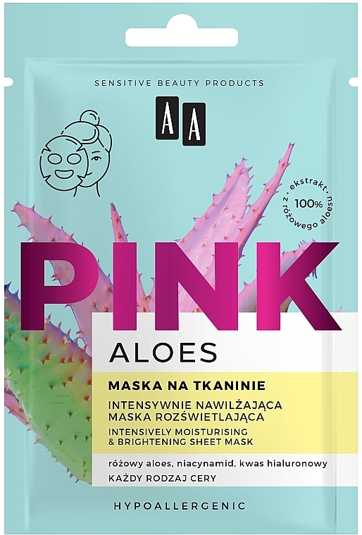 Moisturizing & Brightening Sheet Mask - AA Aloes Pink Intensively Moisturising & Brightening Sheet Mask — photo N1