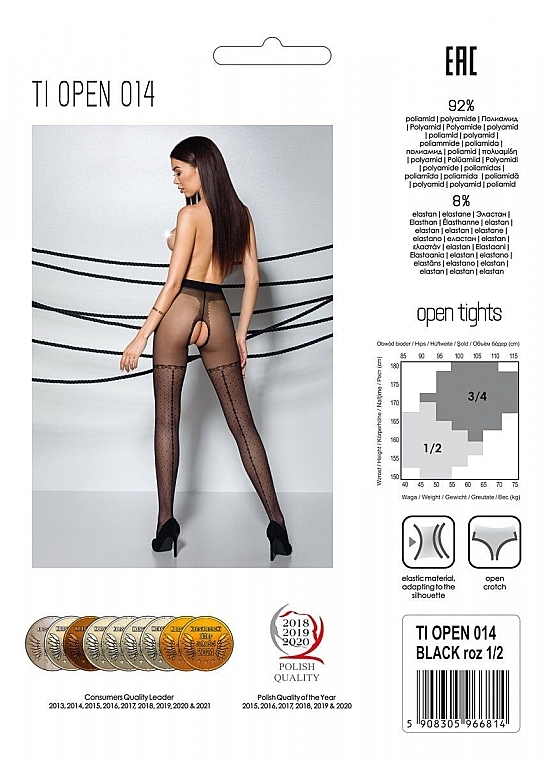 Erotic Tights with Cutout 'Tiopen' 014, 20 Den, black - Passion — photo N2