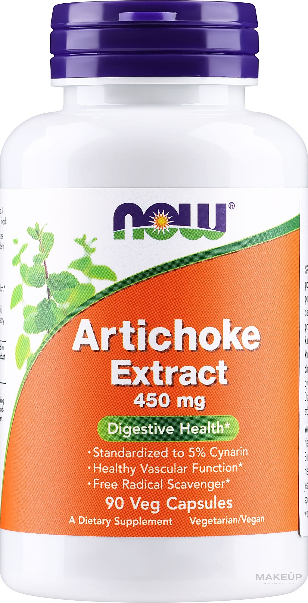 Dietary Supplement "Artichoke Extract", 450 mg - Now Foods Artichoke — photo 90 szt.
