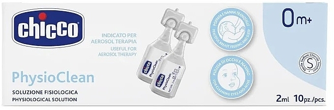 Nasal Saline Solution 2 ml ampoules - Chicco Physio Clean — photo N1