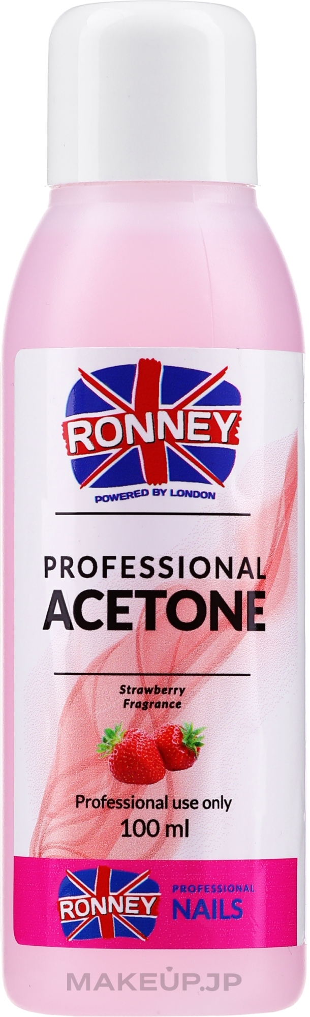 Nail Polish Remover "Strawberry" - Ronney Professional Acetone Strawberry — photo 100 ml