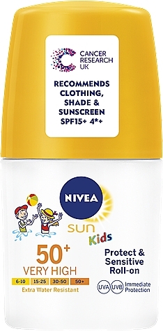 Pen Sun Lotion for Kids - NIVEA Sun Kids Protect & Sensitive Roll-On SPF 50+ — photo N1