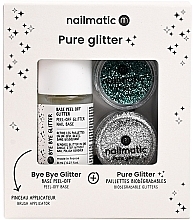 Fragrances, Perfumes, Cosmetics Set - Nailmatic Pure Glitter Turquoise/Silver Glitter (base/8ml + glitter/2pcs + brush)