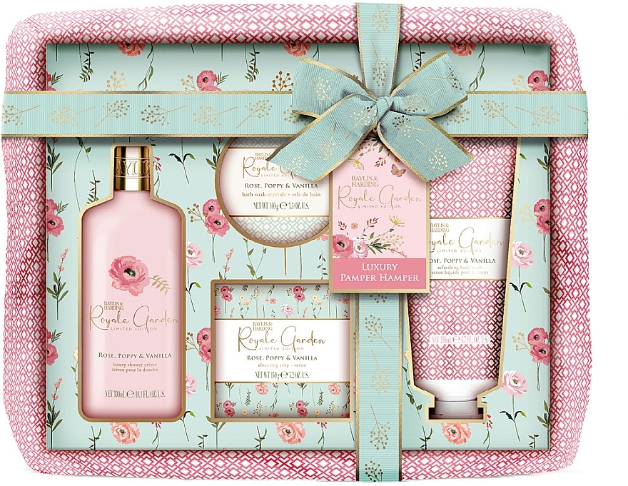 Set, 5 products - Baylis & Harding Royale Garden Rose, Poppy & Vanilla Luxury Pamper Hamper Gift Set — photo N1