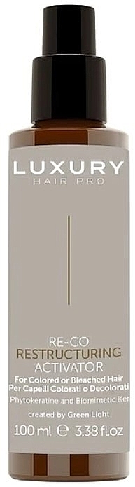 カラーおよびブリーチした髪用のスプレー活性化剤 - Green Light Luxury Hair Pro Re-Co Restructuring Activator For Colored or Bleached Hair — photo N1