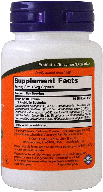 Probiotic-10, 50 billion - Now Foods Probiotic-10, 50 Billion — photo N3