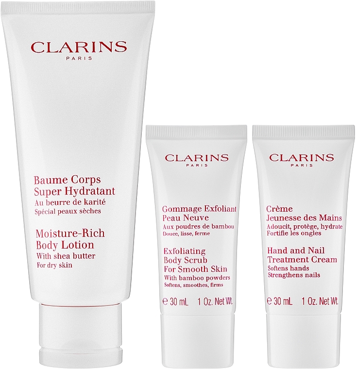 Set - Clarins VP Moisture Rich Body Lotion HLY 2022 (b/lot/200ml + scr/30ml + h/cr/30ml + bag/1pc) — photo N2