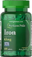 Supplement 'Iron Sulfate', 65 mg - Puritan's Pride Iron 65mg Ferrous Sulfate Tablets — photo N1