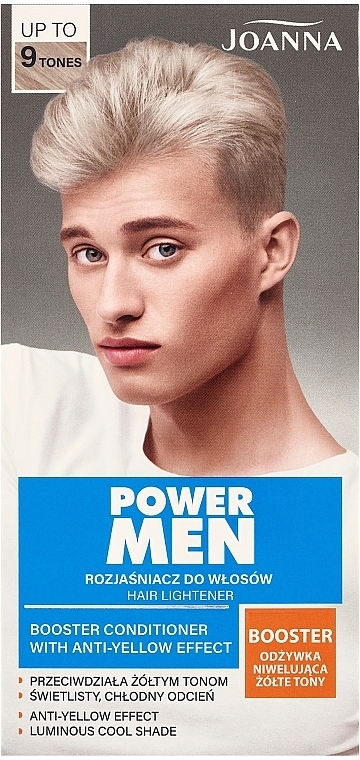 Hair Lightener, up to 9 tones - Joanna Power Men Hair Lightener Booster Conditioner With Anti-Yellow Effect — photo N1