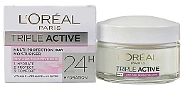 Fragrances, Perfumes, Cosmetics Day Care Cream "Hydration Expert" - Loreal Paris Triple Active Day Dry and Sensitive Moisturiser