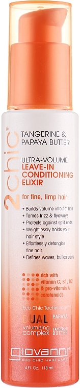 Leave-In Conditioner Elixir - Giovanni 2 Chic Ultra-Volume TanGerine Papaya Butter — photo N1