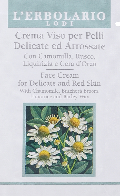 Chamomile, Needle & Licorice Cream for Sensitive Skin - L'Erbolario Crema Viso per Pelli Delicate ed Arrossate Con Camomilla/Rusco/Liquirizia (sample) — photo N1