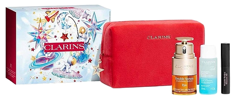 Set - Clarins Double Serum Eye Collection Set (mascara/3ml + eye/ser/20ml + remover/30ml + bag/1pc)  — photo N1