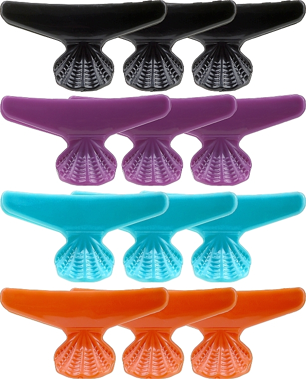 Plastic Claw Clips 'Fashion Hair', purple + black + orange + blue - Comair — photo N1