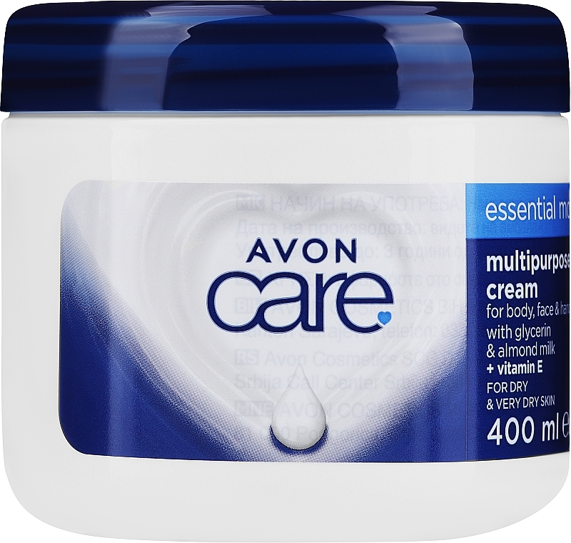Multifunctional Face, Hand & Body Moisturizer with Glycerin, Almond Milk & Vitamin E - Avon Care Essential Moisture Multipore Cream — photo N1