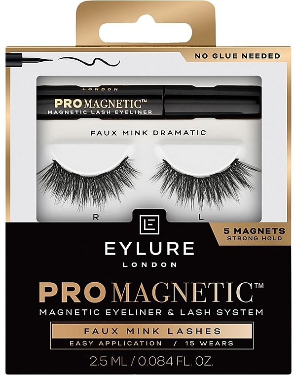 Set - Eylure Pro Magnetic Kit Faux Mink Dramatic (false/eyelashes + eyeliner/2.5ml) — photo N1