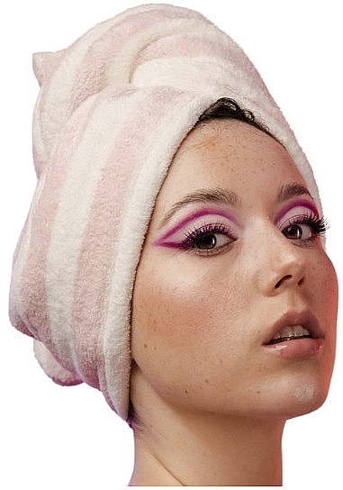 Microfiber Hair Towel, Pink + White - Trust My Sister — photo N9