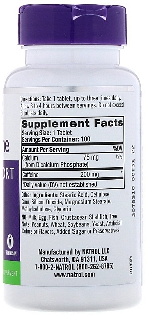 Caffeine, 200mg - Natrol High Caffeine, Extra Strength — photo N2