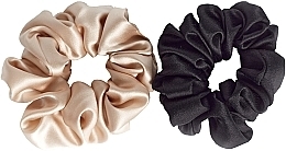 Fragrances, Perfumes, Cosmetics Natural Silk Scrunchie Set, size M, light brown + black - de Lure Scrunchie Set