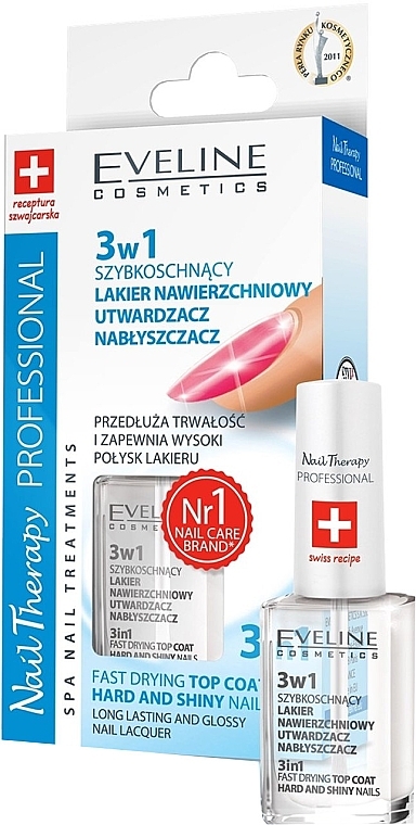 Quick Dry Protective Top Coat 3in1 - Eveline Cosmetics Nail Therapy Professional — photo N1