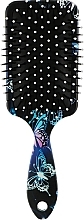 Rectangular Massage Hair Brush, butterflies, FC-030 - Dini — photo N1