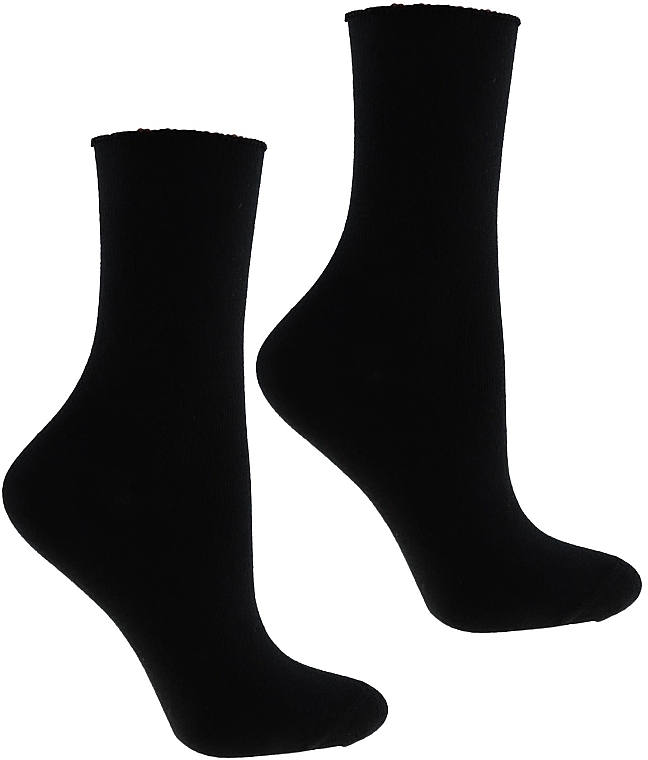 Women's Cotton Knee High Socks, 1 Pair, Black - Moraj — photo N1