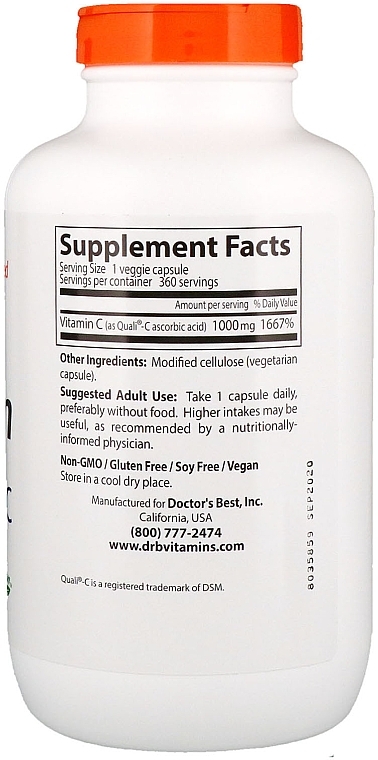 Vitamin C with Quali-C, 1000mg, capsules - Doctor's Best — photo N4
