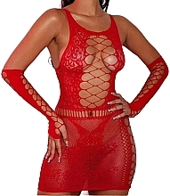 Erotic Bodysuit with Patterns, red - Lolita Accessoires — photo N1