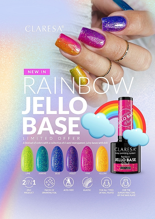 Base Coat - Claresa Rainbow Jello Base — photo N2