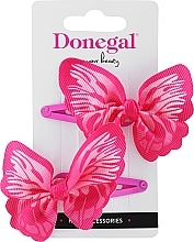 Fragrances, Perfumes, Cosmetics Hair Clips, 2 pcs, FA-5709, butterflies, pink - Donegal