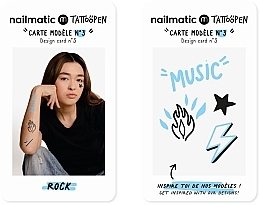 Temporary Tattoo Set - Nailmatic Tattoopen Duo Set Rock (pen/2x2.5g + kards/4pcs) — photo N5